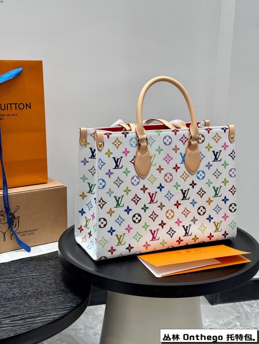 LV Jungle on the Go Black and White Tri Color Tote Tote Bag